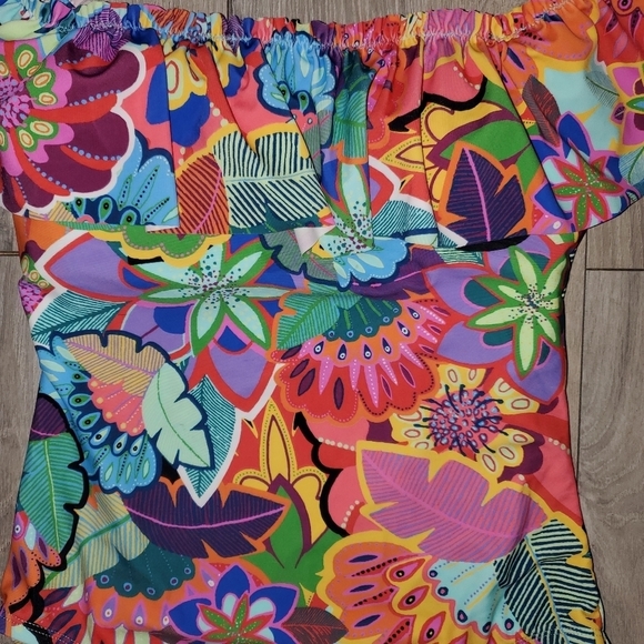 Bleu Rod Beattie Make It Pop off the shoulder Sz 6 ruffle swimsuit - Picture 9 of 15